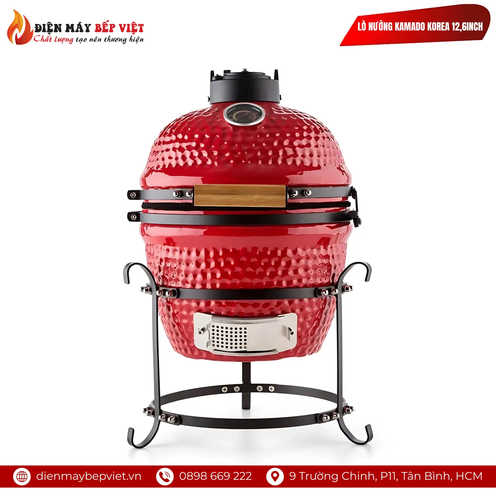 Lò Nướng Kamado Korea 12,6inch Đỏ