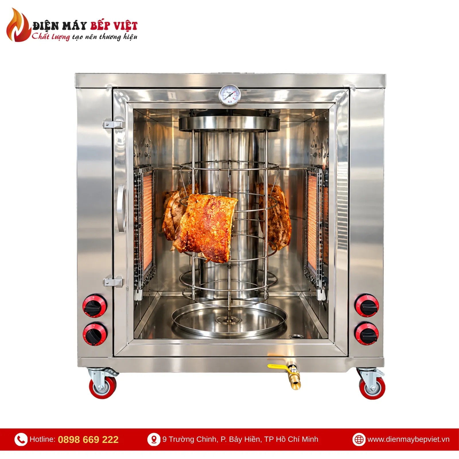 Lò Quay Heo Miếng 30Kg Bằng Gas Hồng Ngoại