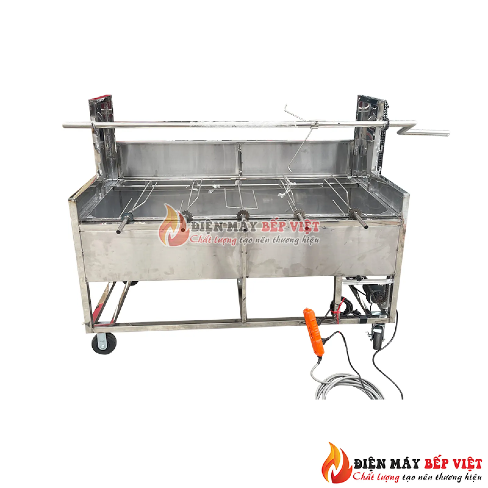 Lò quay heo nguyên con kết hợp quay gà vịt (xích + motor)