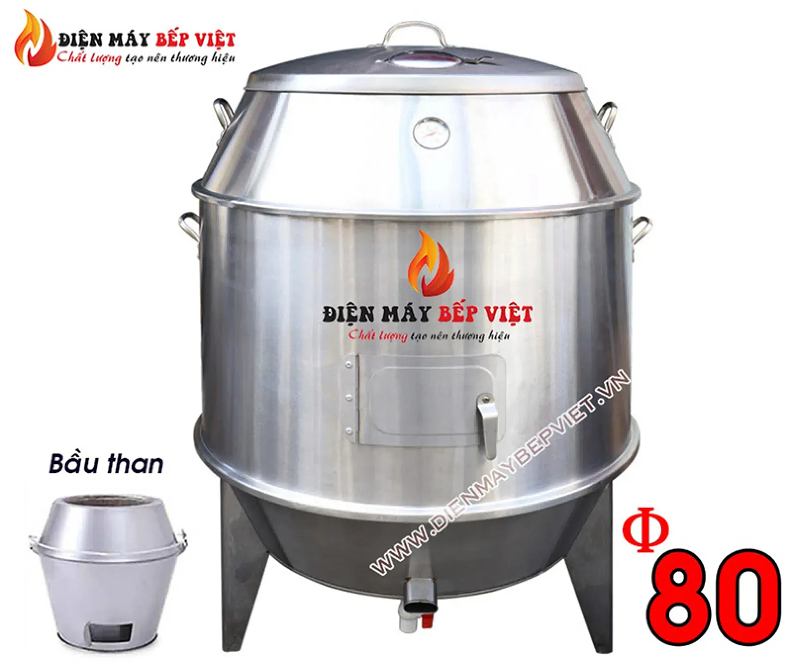 Lò Quay 80 Inox - Than - Mẫu 2024