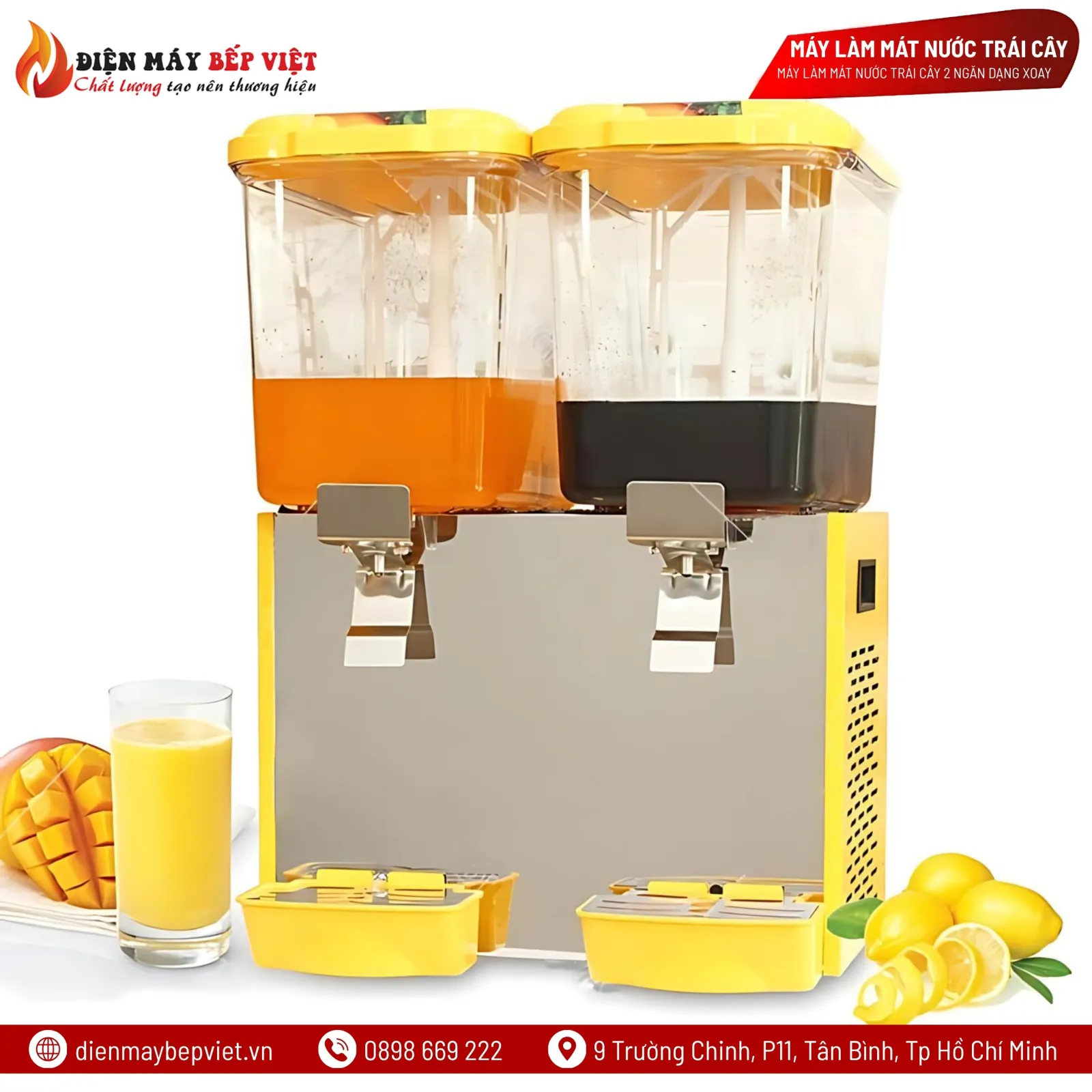 Máy Làm Mát Nước Trái Cây 2 Ngăn Dạng Xoay