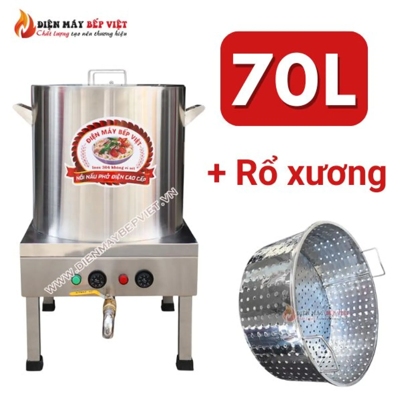 Nồi Hầm Xương 70L Inox 304, Nước Dùng Trong Veo, Siêu Bền Bỉ