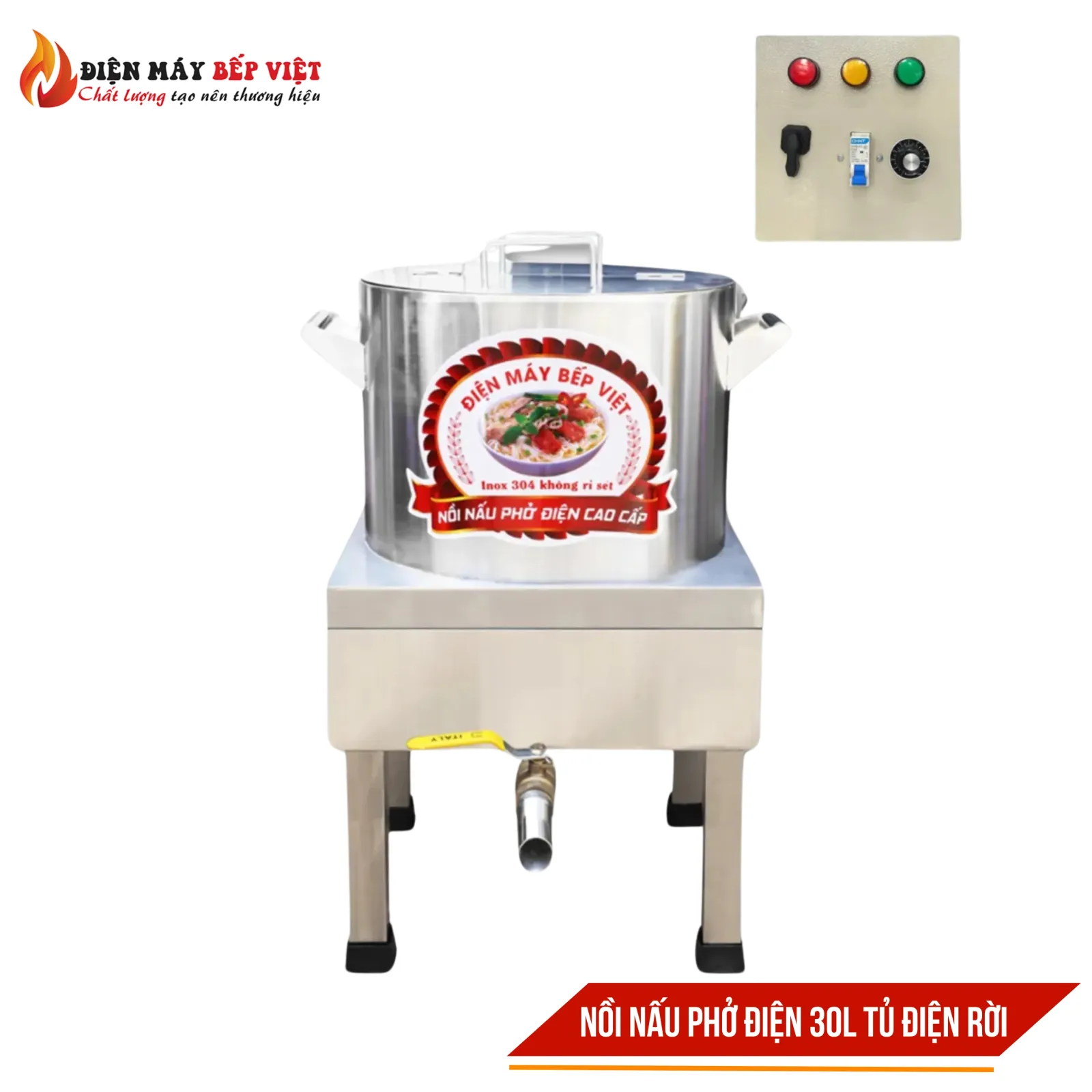 Nồi Nấu Phở Điện 30L Cao Cấp Kèm Tủ Điện Rời