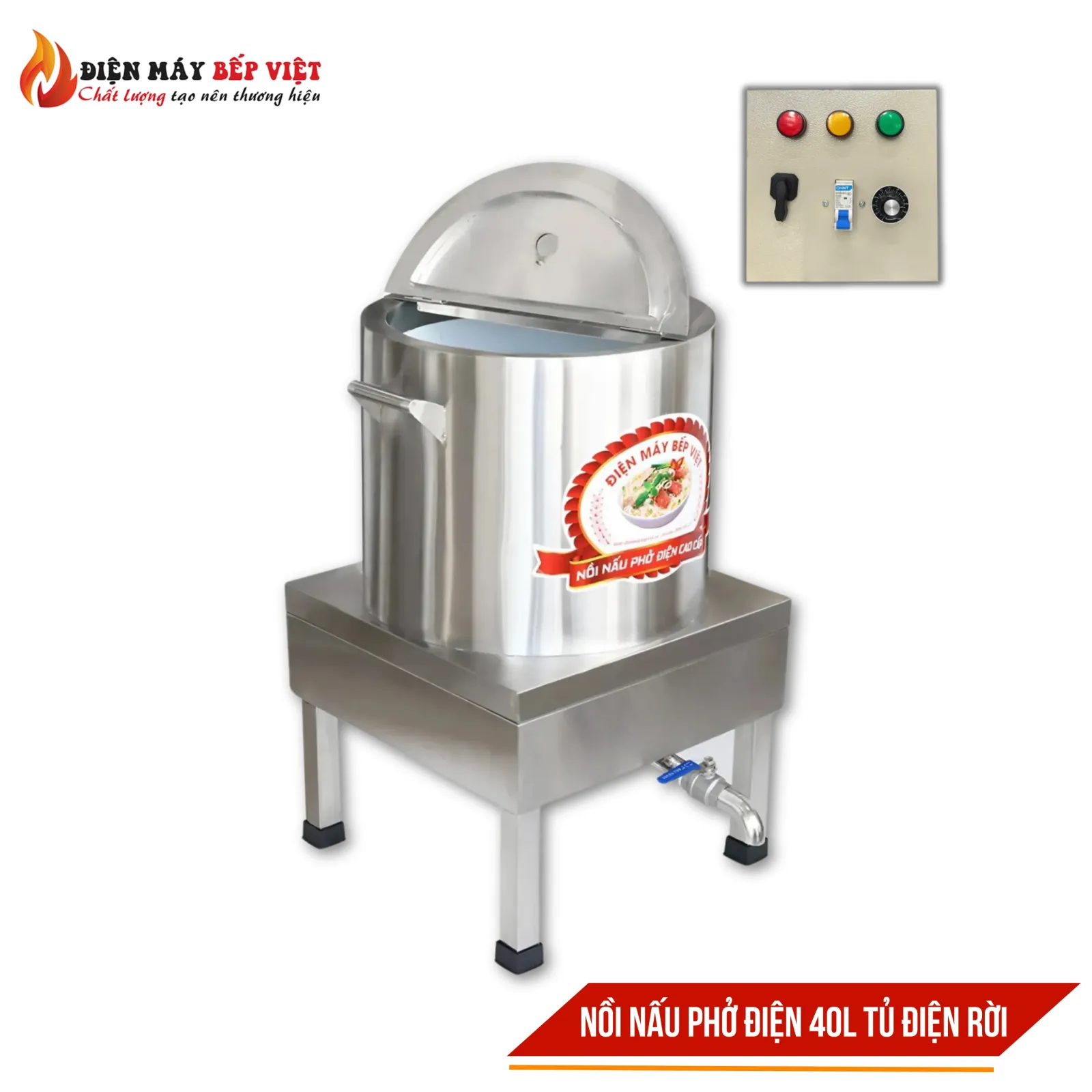 Nồi Nấu Phở Điện 40L Cao Cấp Kèm Tủ Điện Rời