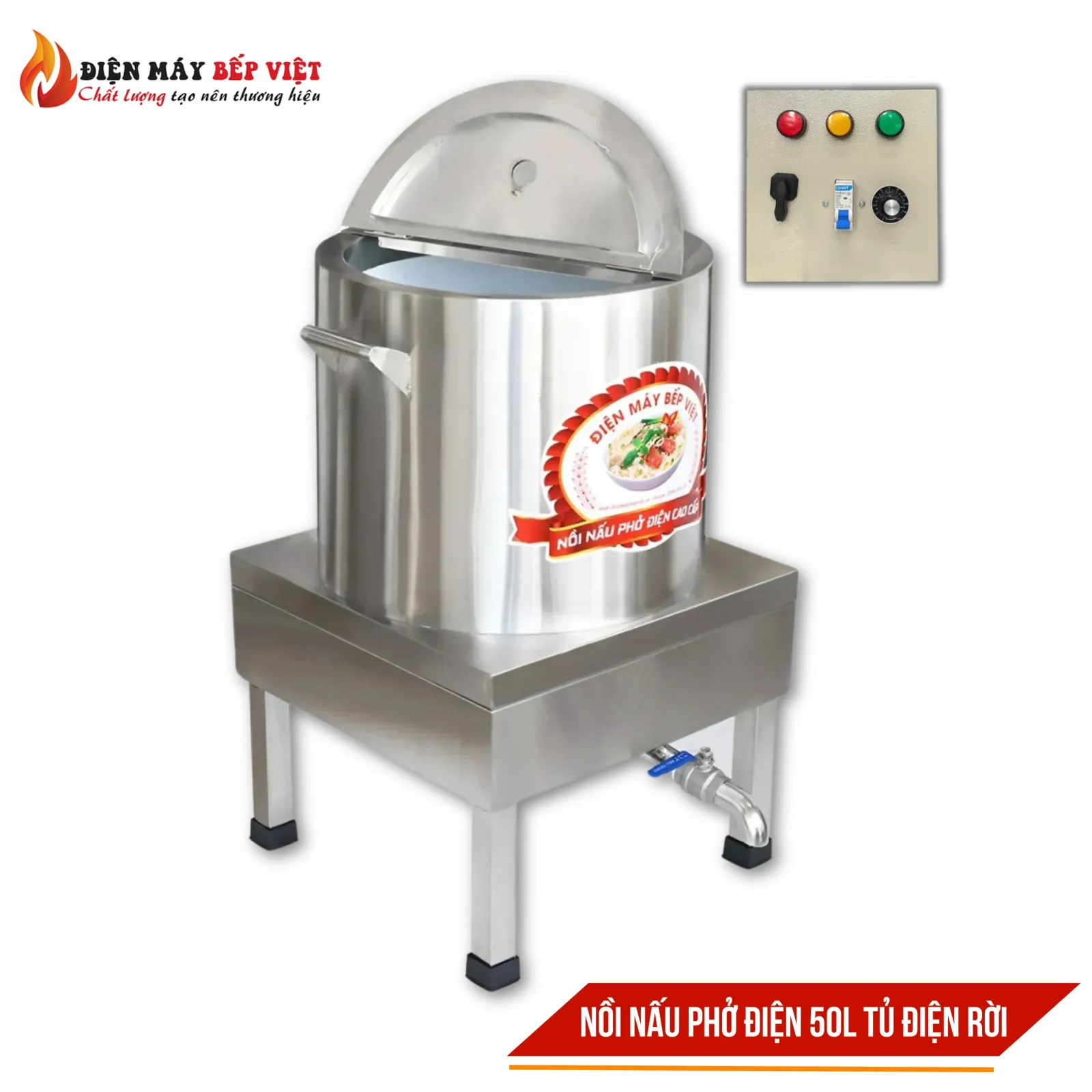 Nồi Nấu Phở Điện 50L Cao Cấp Kèm Tủ Điện Rời