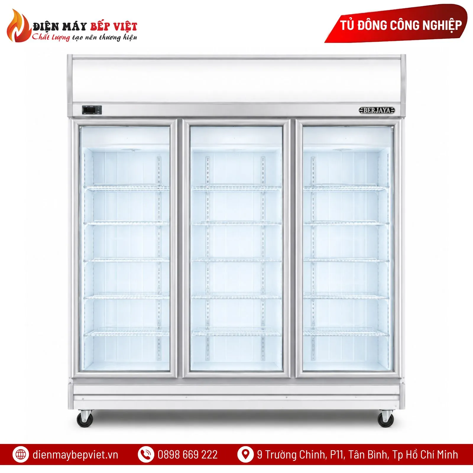 Tủ Đông 3 Cánh Kính Berjaya 3D/DF-SM-EV