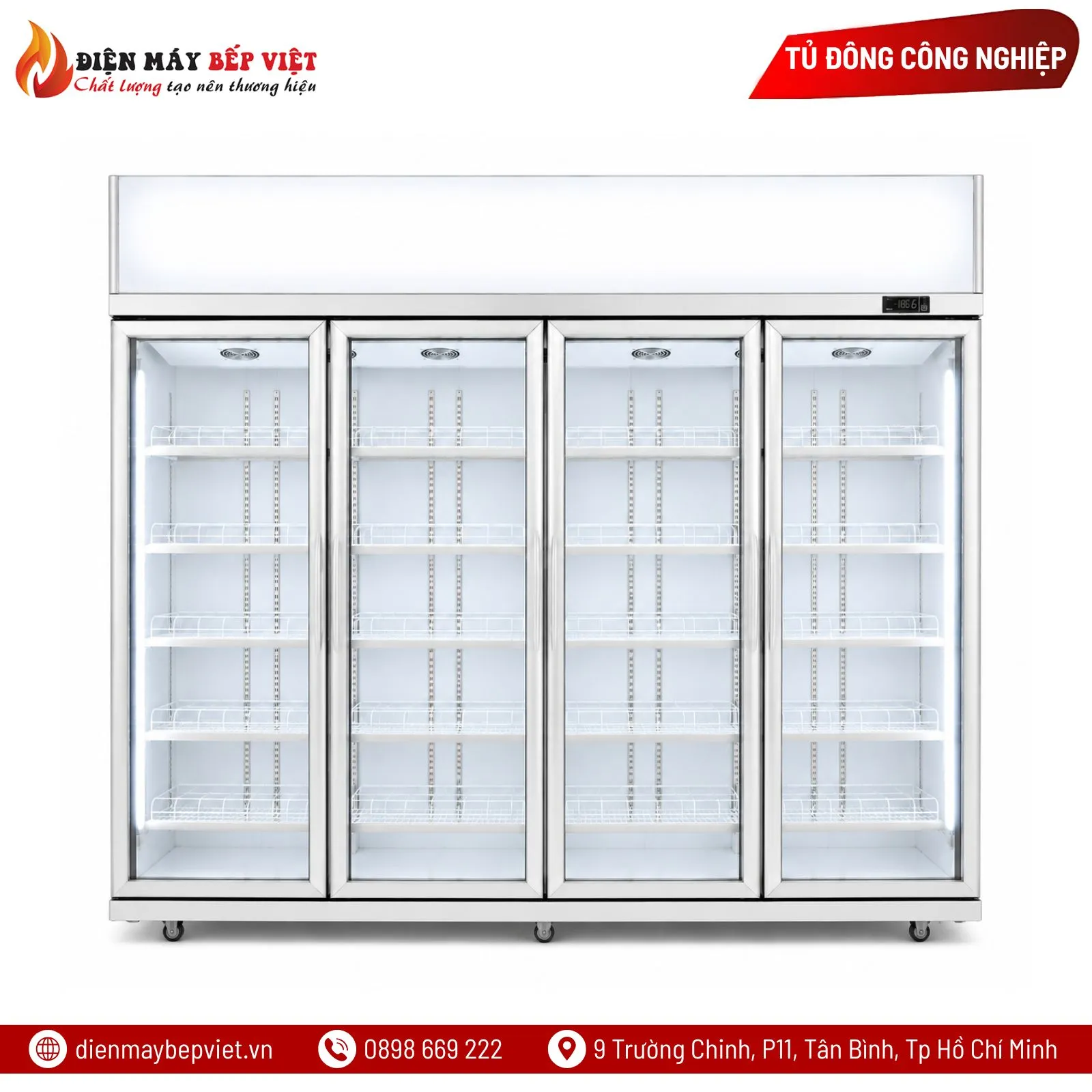 Tủ Đông 4 Cánh Kính Cao Cấp Quạt Lạnh Snow Village LD-2500FA
