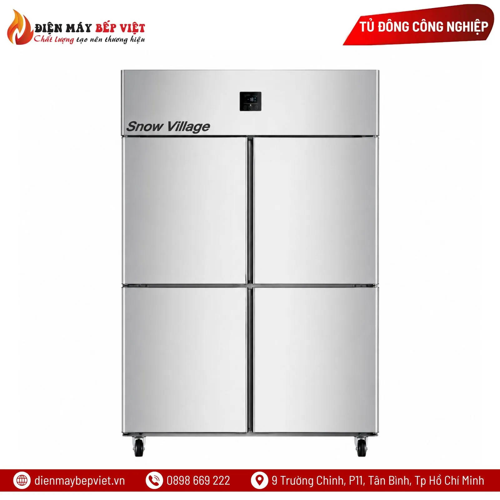 Tủ Đông Mát Inox 4 Cánh 950L Quạt Lạnh Snow Village SLLDZ4-820LD/950L