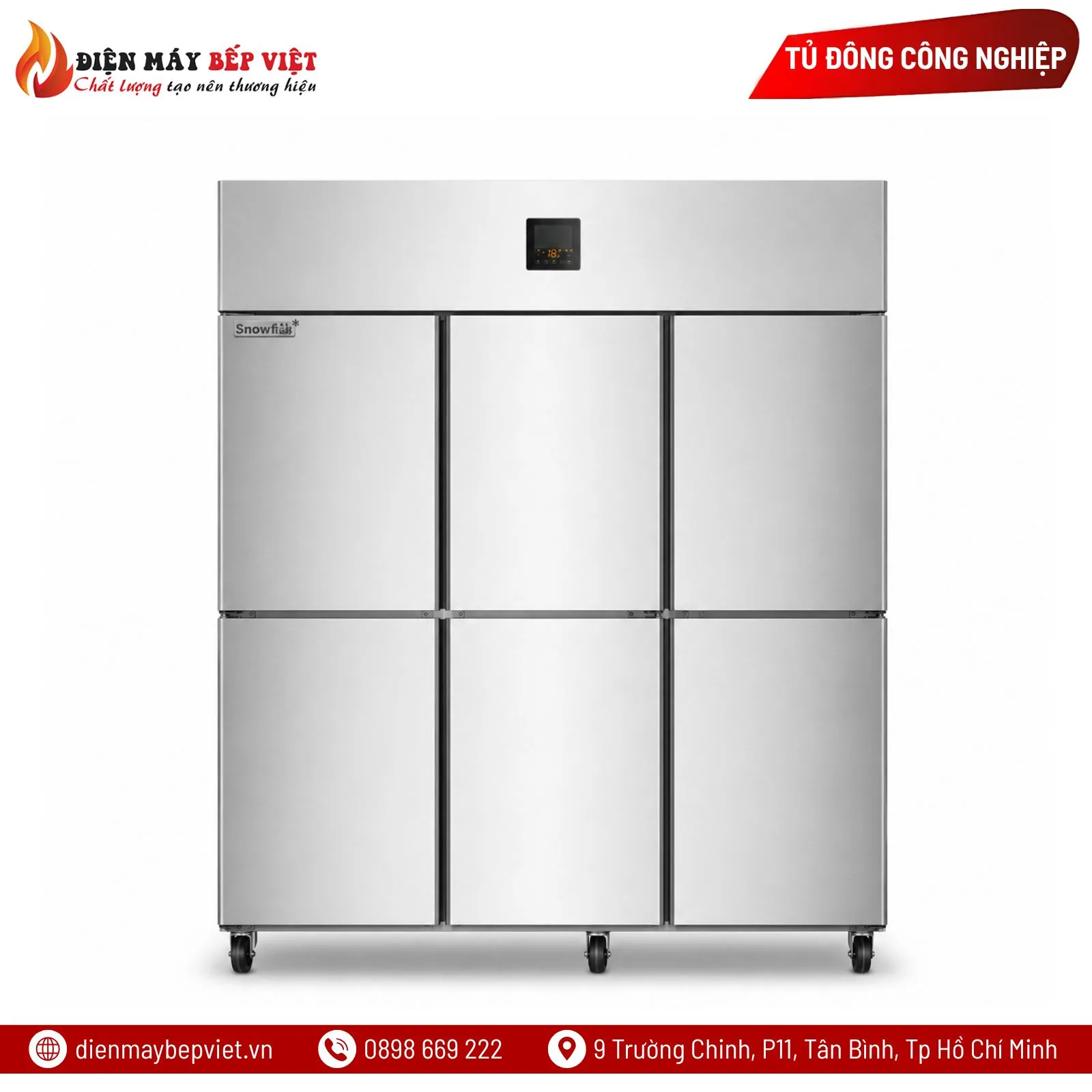 Tủ Đông Mát Inox 6 Cánh Quạt Lạnh Snow Village SLLDZ4-1300LD
