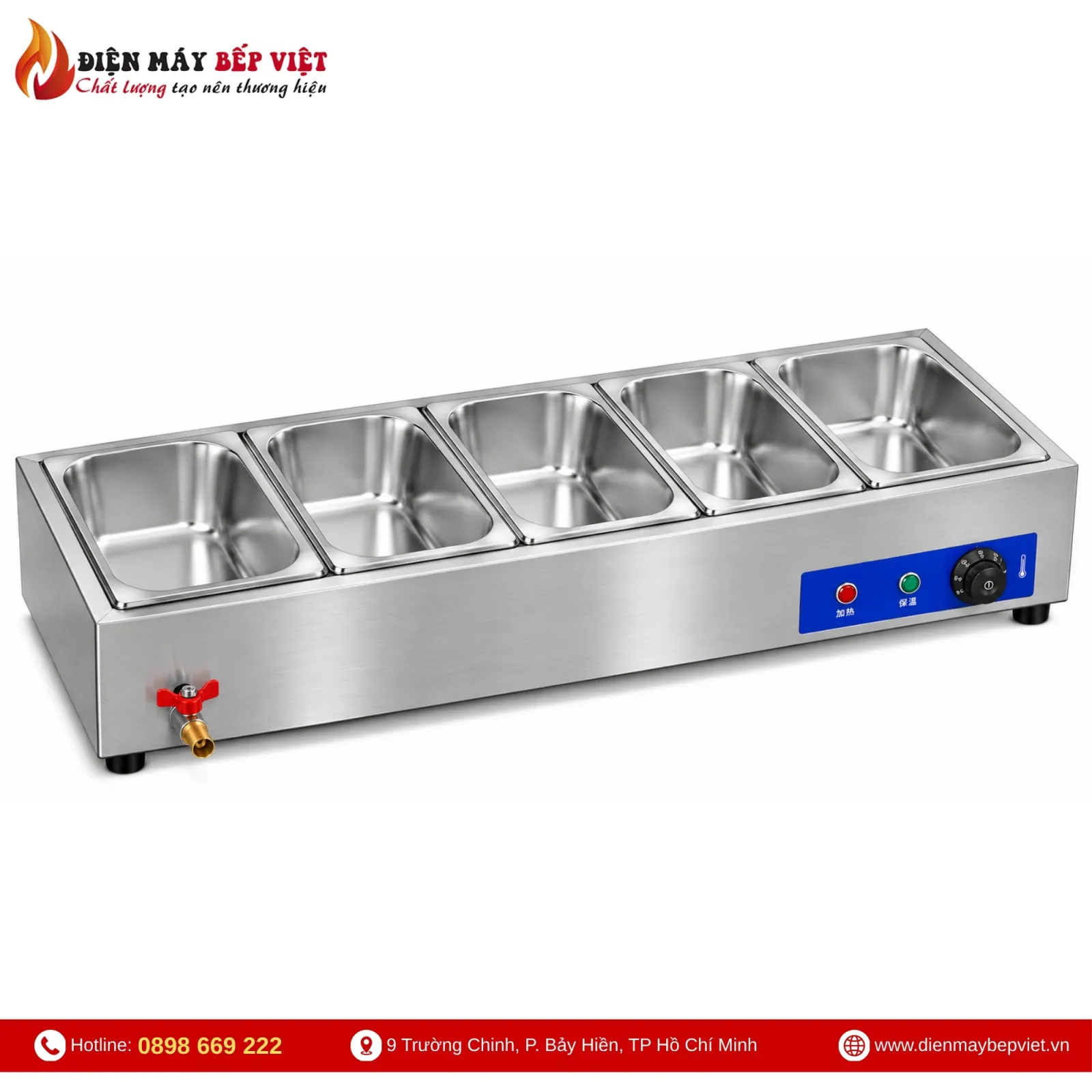 Tủ Giữ Nóng Thức Ăn Để Bàn 1 Hàng 5 Khay 1/2