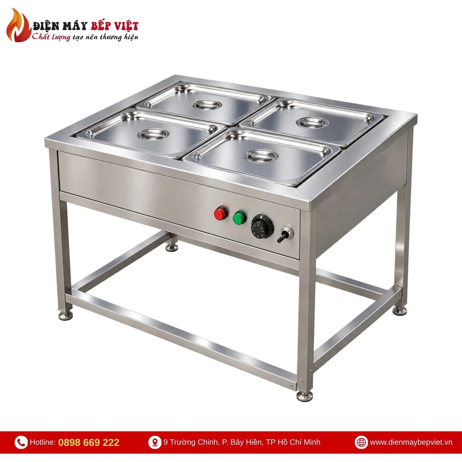 Tủ Hâm Nóng Thức Ăn 4 Khay Có Khung Chân
