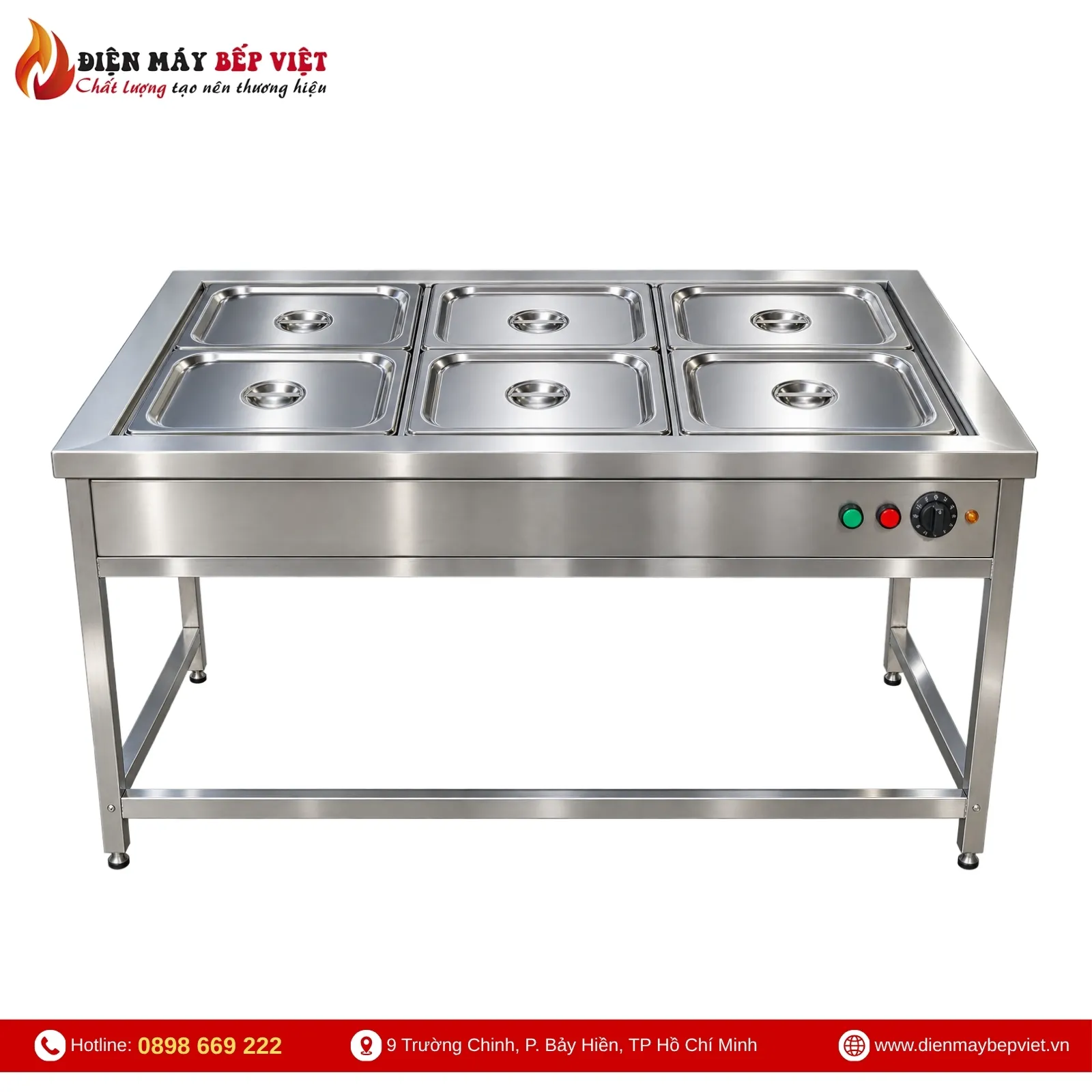 Tủ Hâm Nóng Thức Ăn 6 Khay Có Khung Chân