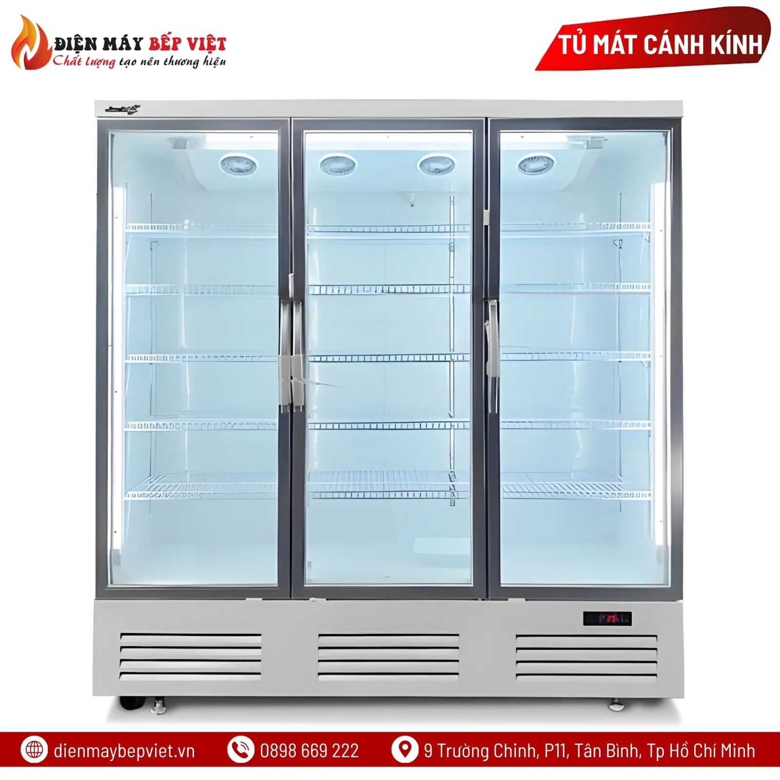 Tủ Mát 3 Cửa Kính Quạt Lạnh LC-1800XF