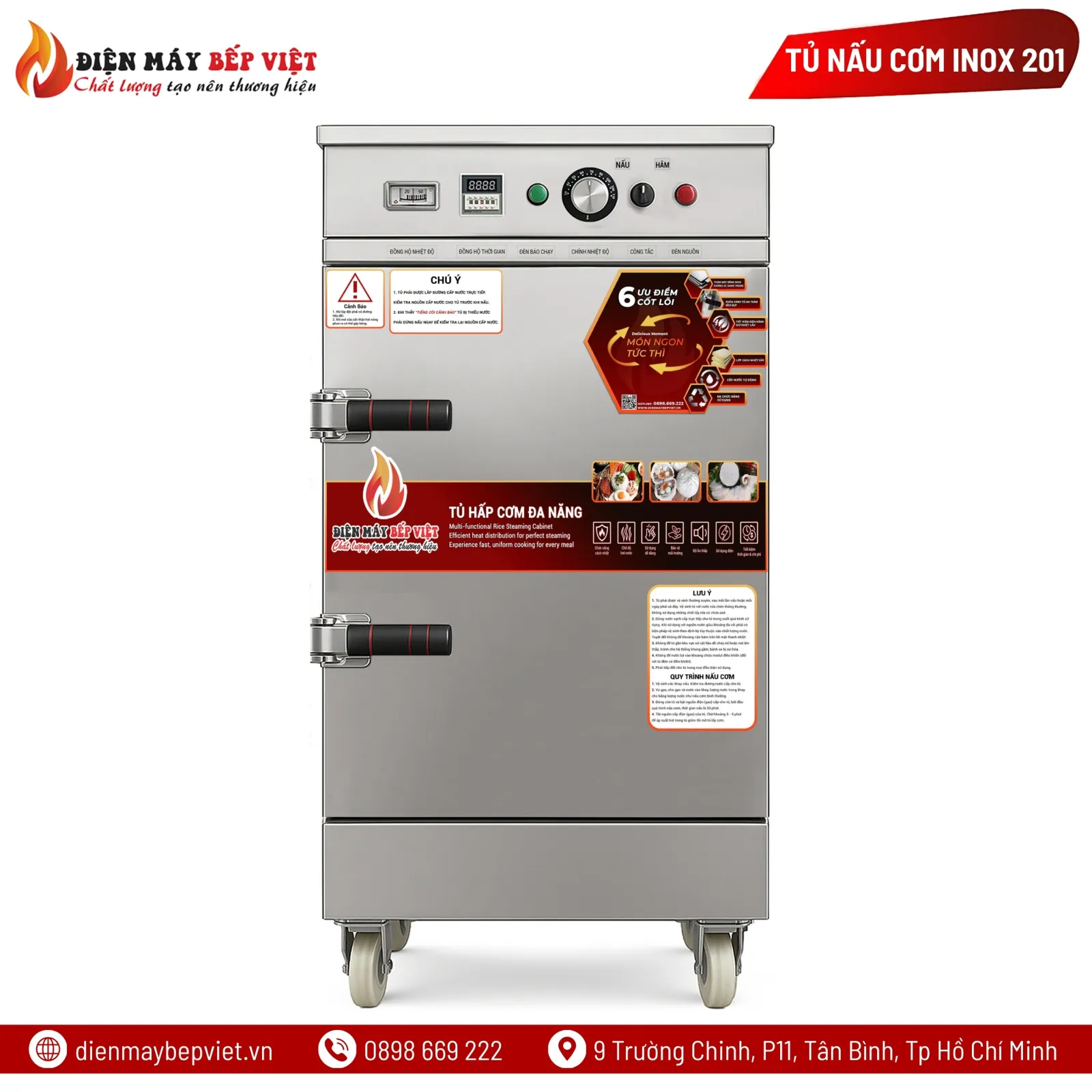 Tủ Nấu Cơm 6 Khay Inox 201