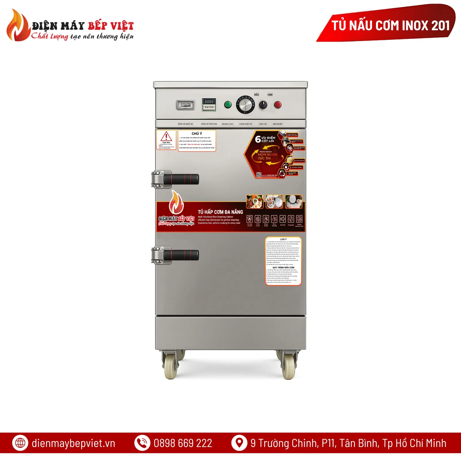 Tủ Cơm 6 Khay Điện Inox 201