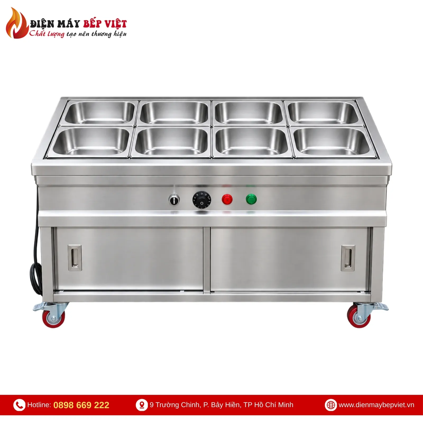 Tủ Quầy Giữ Nóng Thức Ăn 2 Hàng 8 Khay 1/2 (Không Cánh)