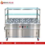 Tủ Quầy Giữ Nóng Thức Ăn 2 Hàng 10 Khay 1/2 Có Quầy Kính (Không Cánh Tủ)