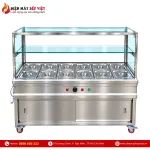 Tủ Quầy Giữ Nóng Thức Ăn 2 Hàng 12 Khay 1/2 Có Quầy Kính (Không Cánh Tủ)