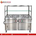 Tủ Quầy Giữ Nóng Thức Ăn 2 Hàng 8 Khay 1/2 Có Quầy Kính (Không Cánh Tủ)
