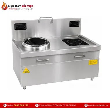 Bếp Đôi Điện Từ 1 Họng Phẳng 1 Họng Lõm BV12