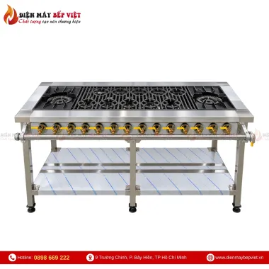 Bếp Gas Công Nghiệp 2 Họng Lớn 10 Họng Nhỏ