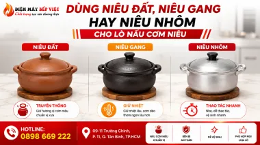 Nên Dùng Niêu Đất, Niêu Gang Hay Niêu Nhôm Cho Lò Nấu Cơm Niêu?