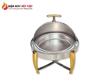 Nồi Hâm Nóng Buffet Tròn Inox Chân Cong Mạ Vàng