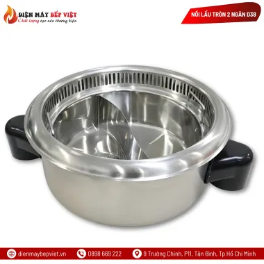 Nồi Lẩu Tròn 2 Ngăn D38 (Màu Inox)