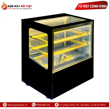 Tủ Bánh Mini Để Bàn 70cm Kính Vuông GB-100V (Màu Đen)