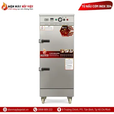 Tủ Cơm 10 Khay Điện Gas Inox 304 Cao Cấp