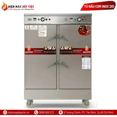 Tủ Cơm 24 Khay Điện Gas Inox 201