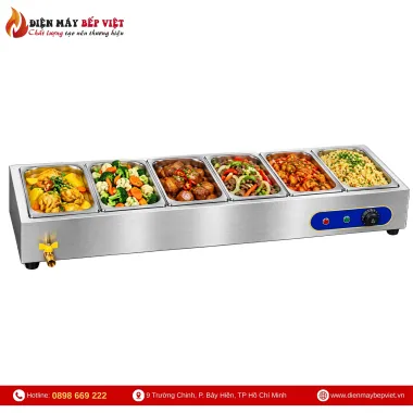 Tủ Giữ Nóng Thức Ăn Để Bàn 1 Hàng 6 Khay 1/2
