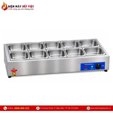 Tủ Giữ Nóng Thức Ăn Để Bàn 2 Hàng 10 Khay 1/2