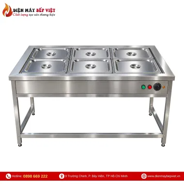 Tủ Hâm Nóng Thức Ăn 6 Khay Có Khung Chân Inox Cao Cấp