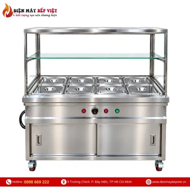 Tủ Quầy Giữ Nóng Thức Ăn Kính 2 Hàng 8 Khay | Bếp Việt